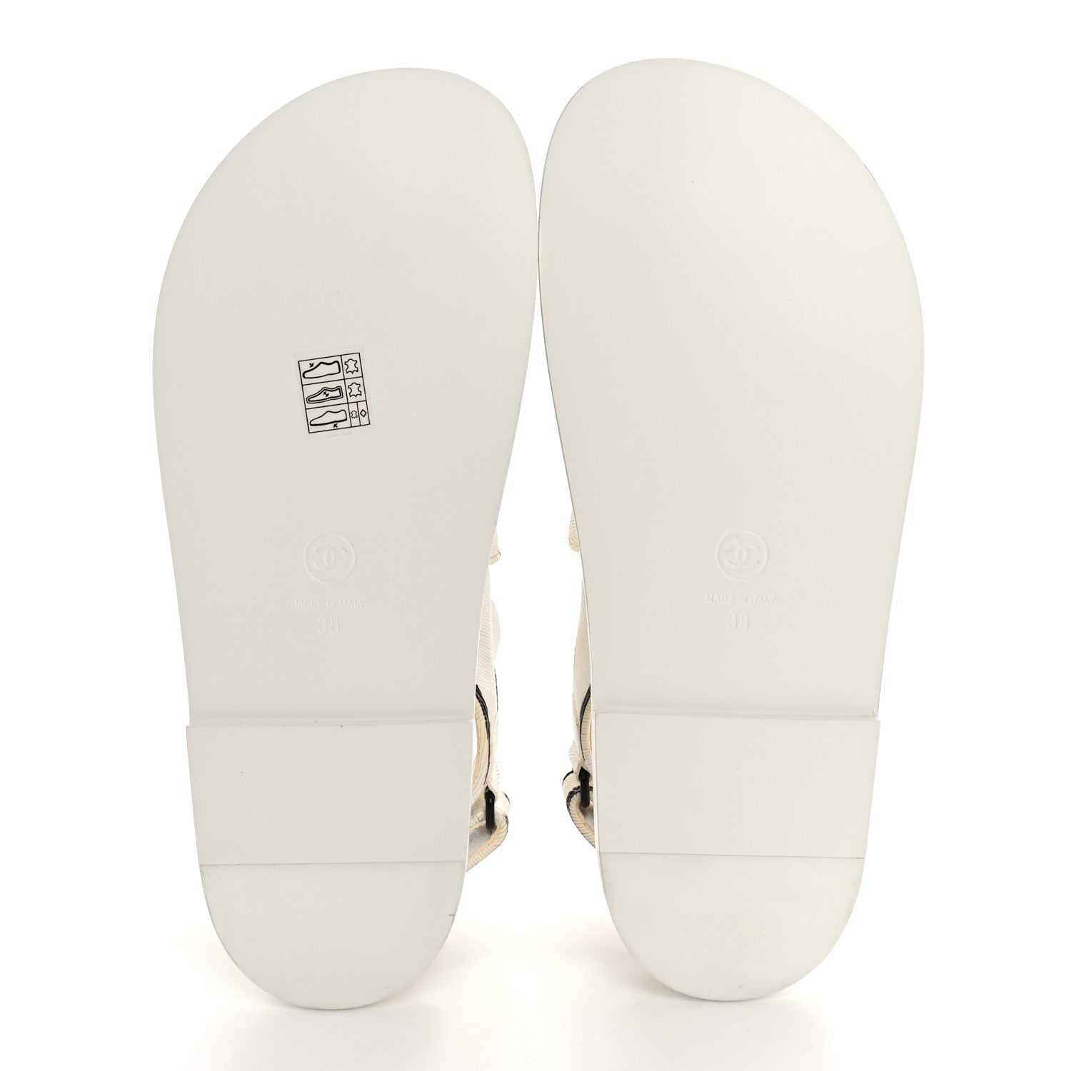 Chanel Calfskin Printed Velcro Dad Sandals 38 White Black 6 of 11