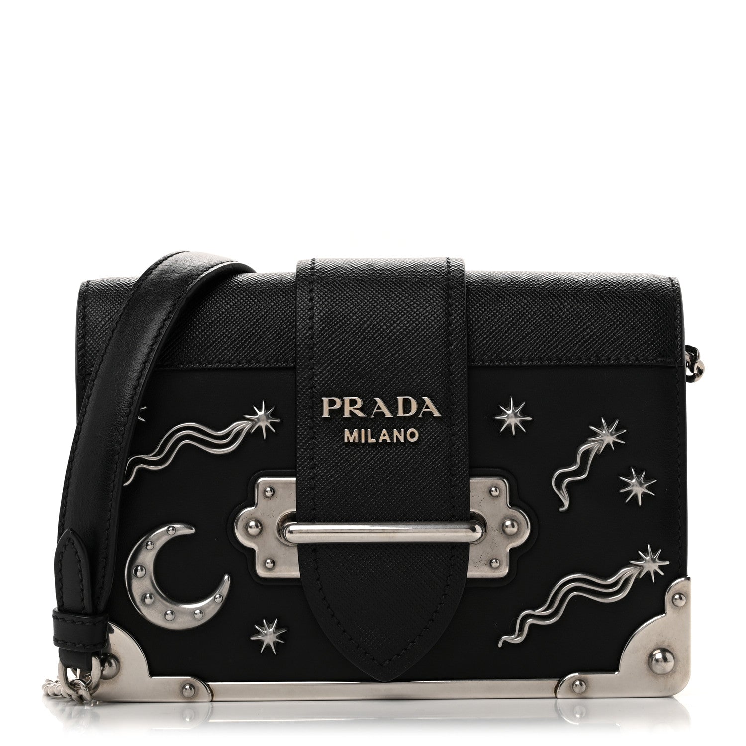 Prada City Calf Saffiano Cahier Astrology Bag Black 1 of 11