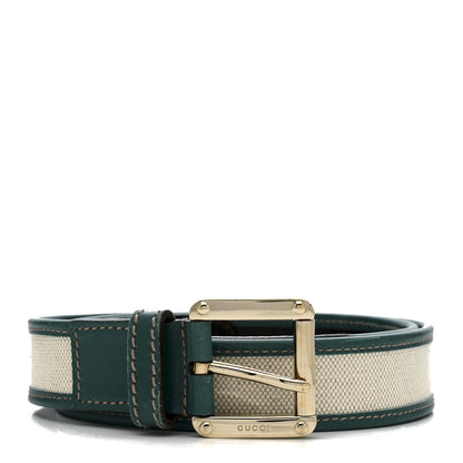 Gucci Calfskin Canvas Belt 90 36 Teal White 1 of 5