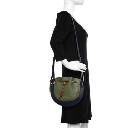 Loewe Nappa Colorblock Horseshoe Bag Avocado Midnight Blue Tan 2 of 9