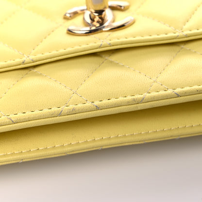 Chanel Lambskin Quilted Trendy CC Wallet On Chain WOC Yellow 22 of 24