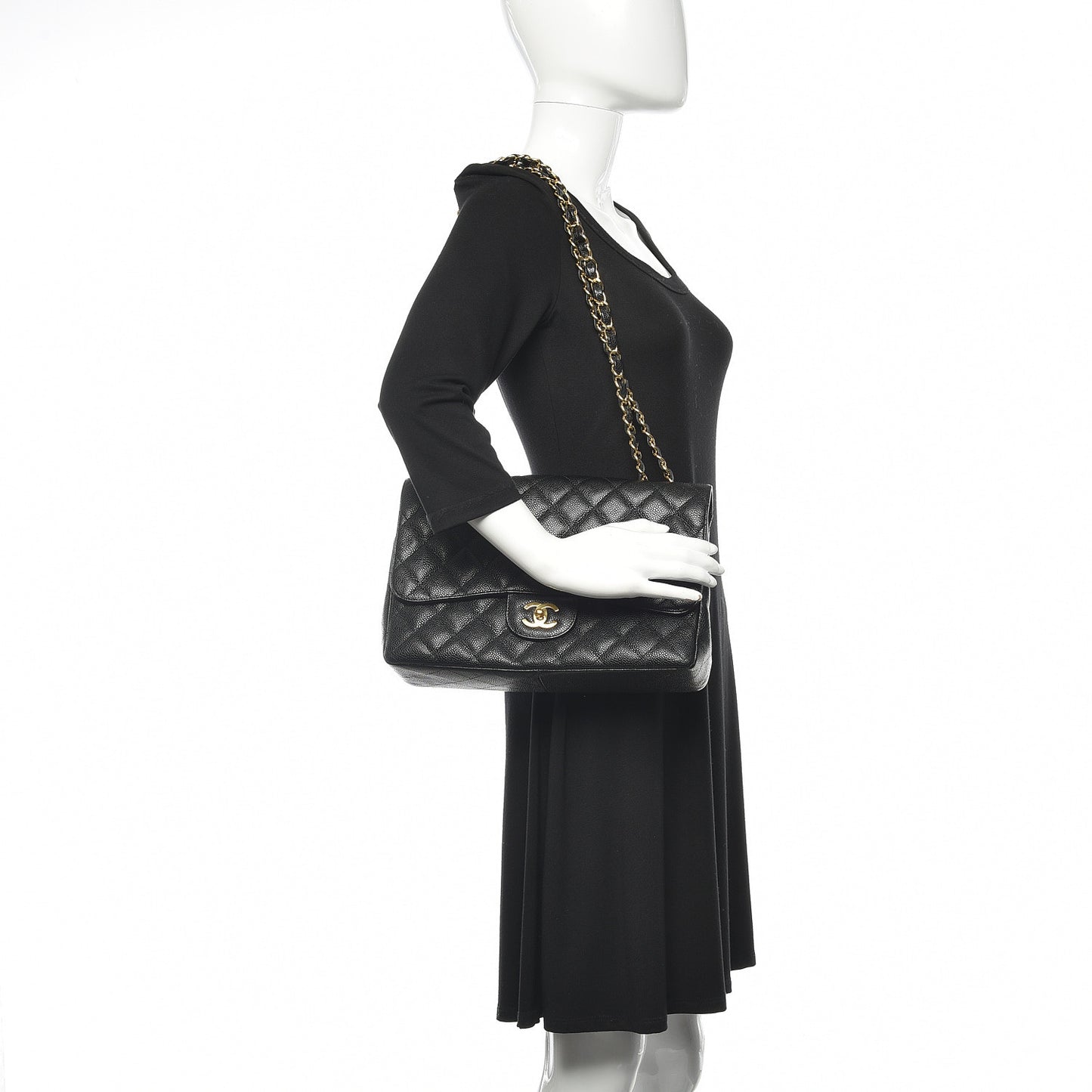 Caviar Quilted Jumbo Single Flap Black