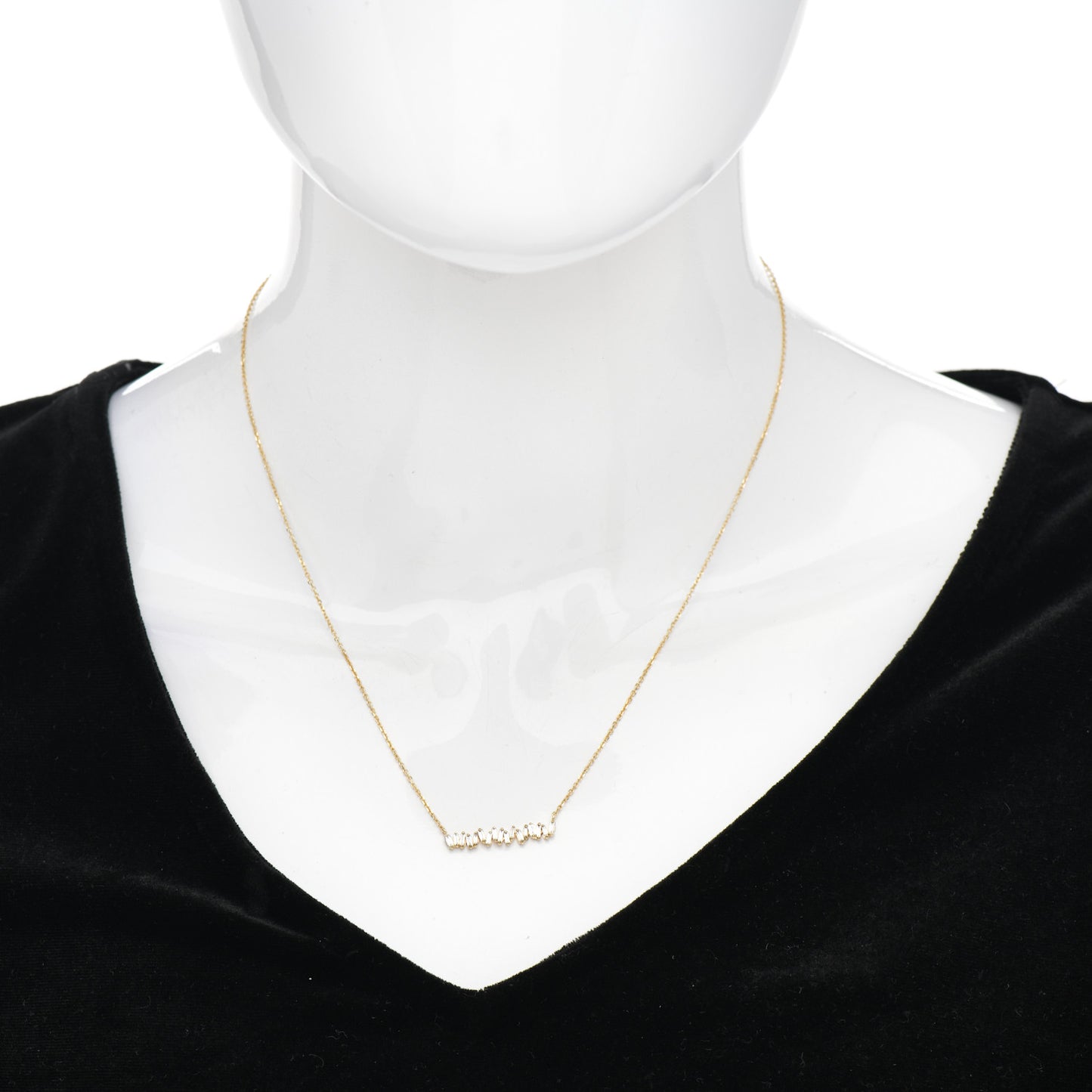 18K Yellow Gold Diamond Classic Fireworks Bar Necklace