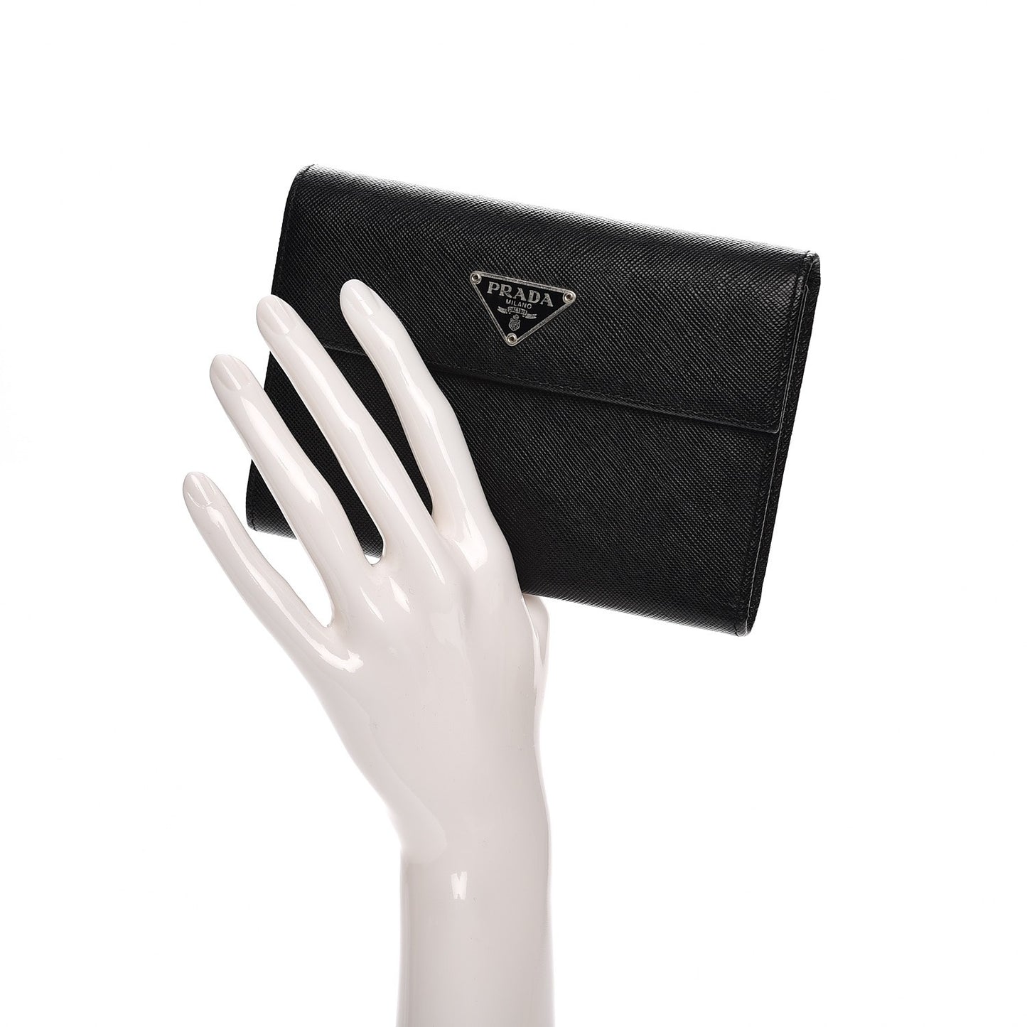 Saffiano Triangle Flap Wallet Nero Black