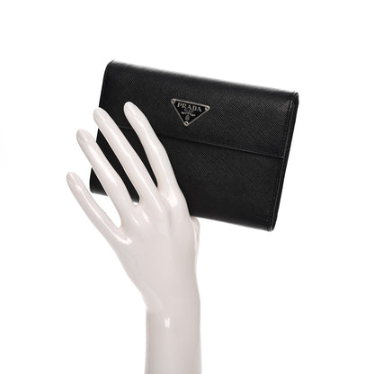 Prada Saffiano Triangle Flap Wallet Nero Black 2 of 9