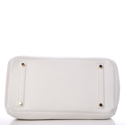 Hermes Taurillon Clemence Birkin 35 White 6 of 45