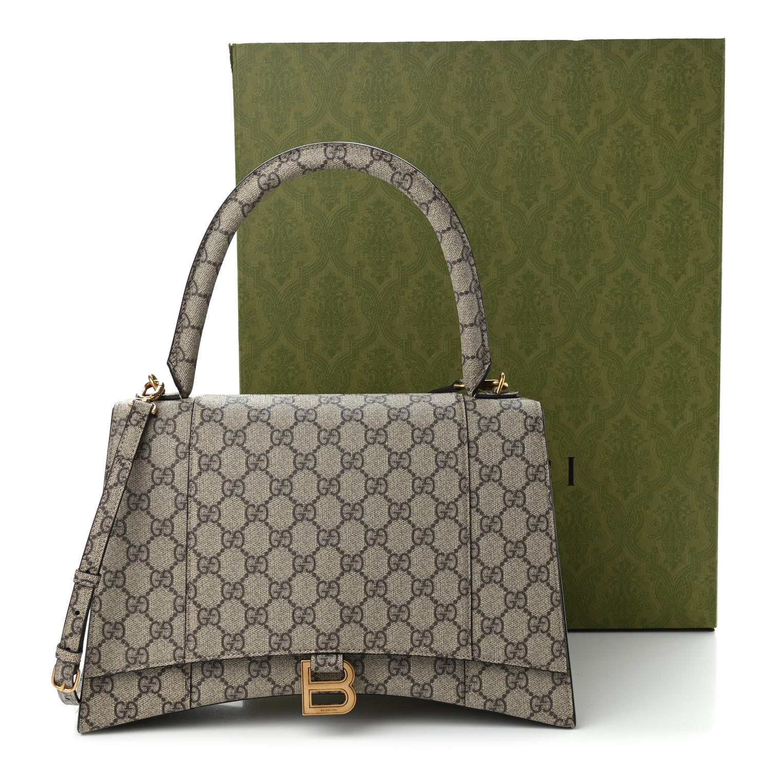 Balenciaga X GUCCI GG Supreme Monogram Medium Hourglass Top Handle Bag Beige Ebony 11 of 11