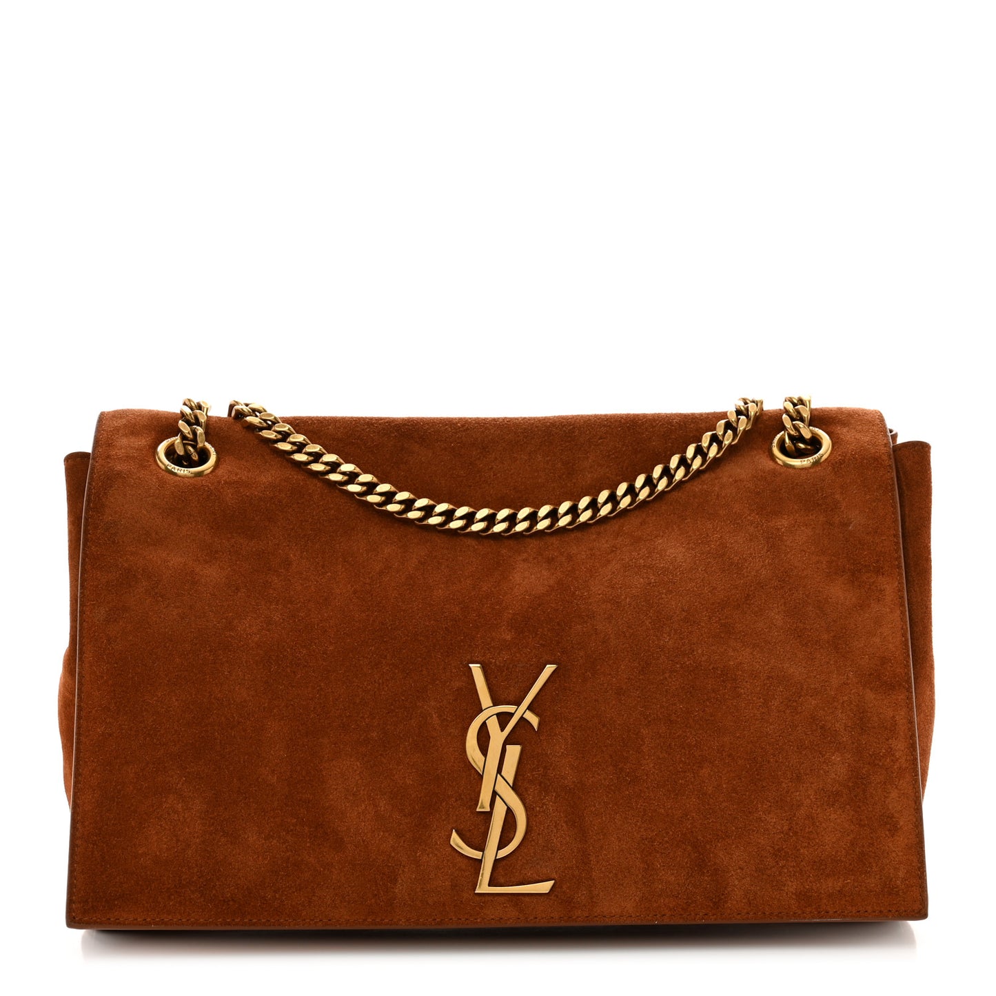 Smooth Calfskin Suede Medium Reversible Monogram Kate Satchel Brick