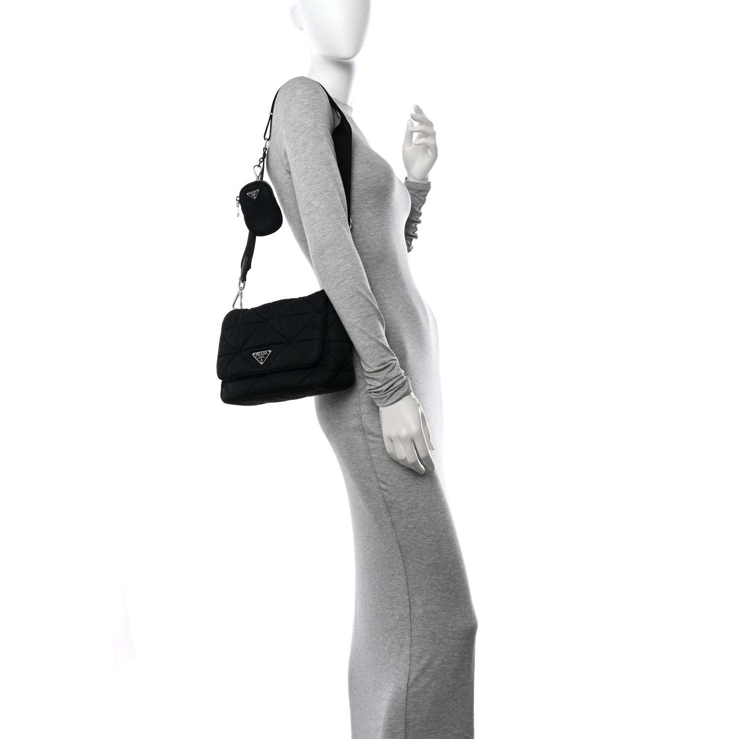 Prada Re-Nylon Quilted Padded Flap Shoulder Bag Black 2 of 11
