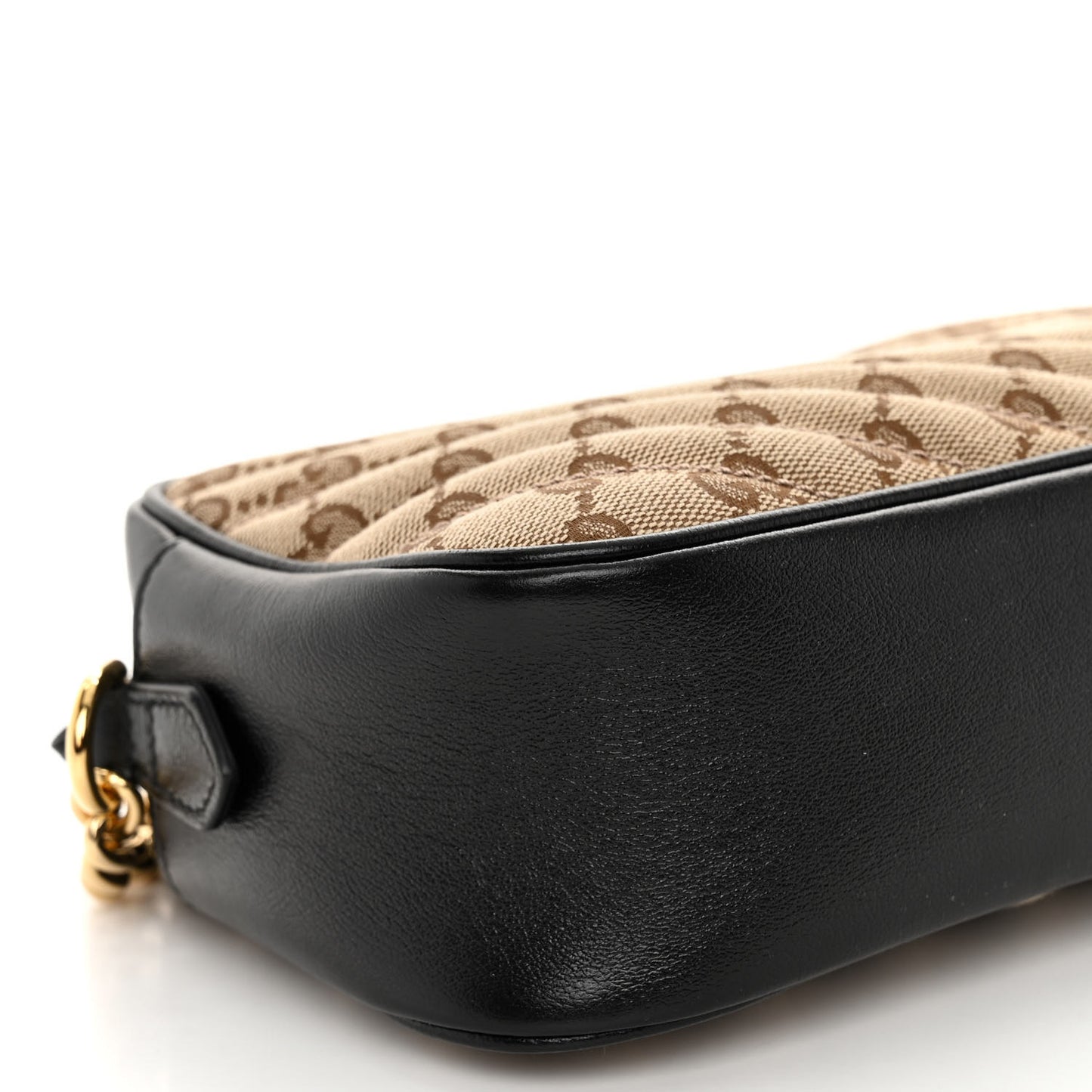 Monogram Matelasse Diagonal Small GG Marmont Chain Shoulder Bag Beige Black