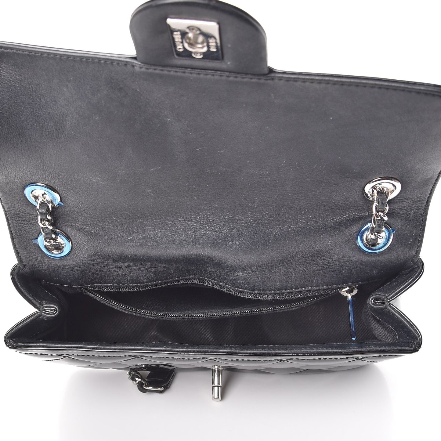 Patent Quilted Small Coco Shine Flap Black