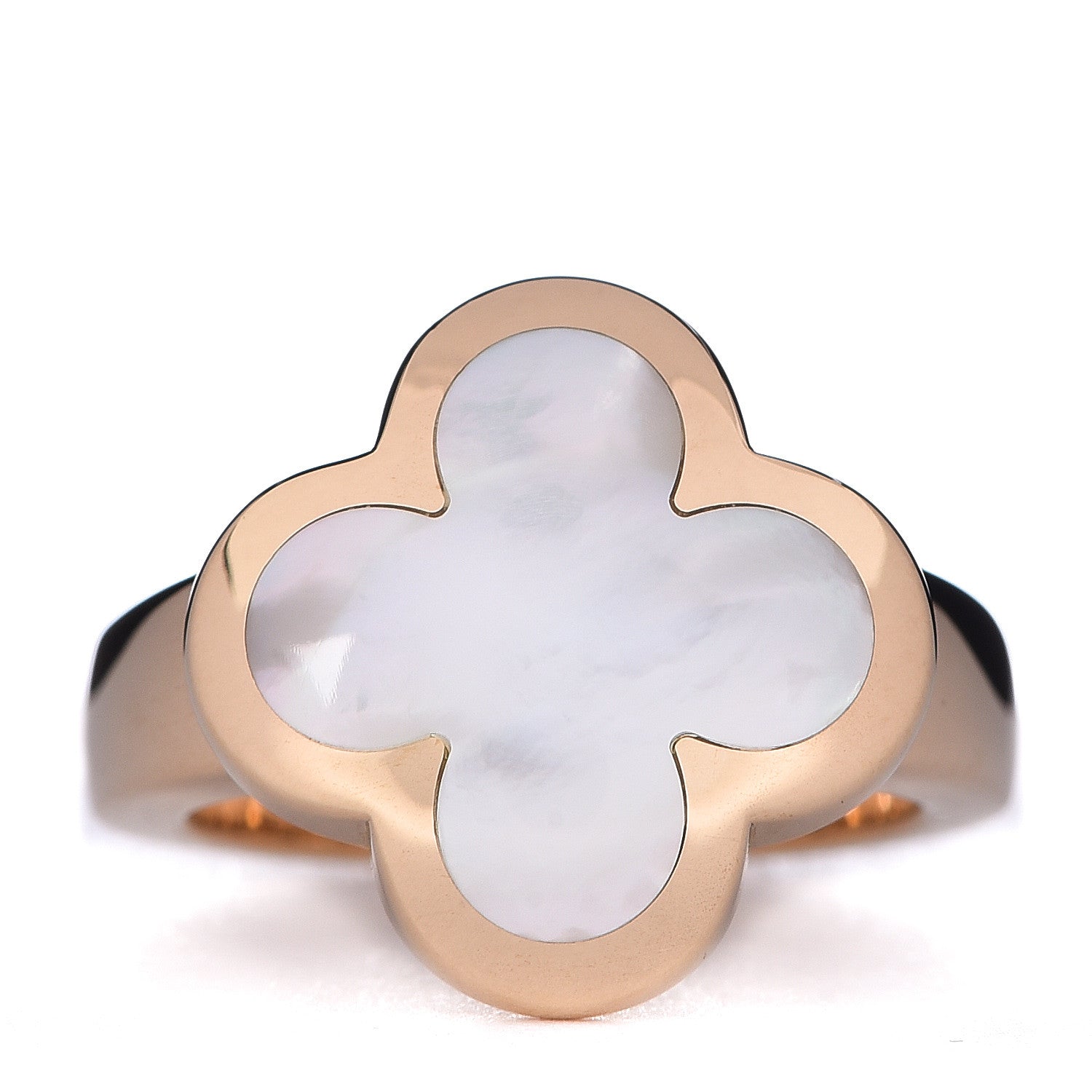 Van Cleef & Arpels 18K Yellow Gold Mother of Pearl Pure Alhambra Ring 49 4.75 1 of 7