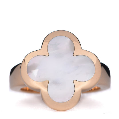 Van Cleef & Arpels 18K Yellow Gold Mother of Pearl Pure Alhambra Ring 49 4.75 1 of 7