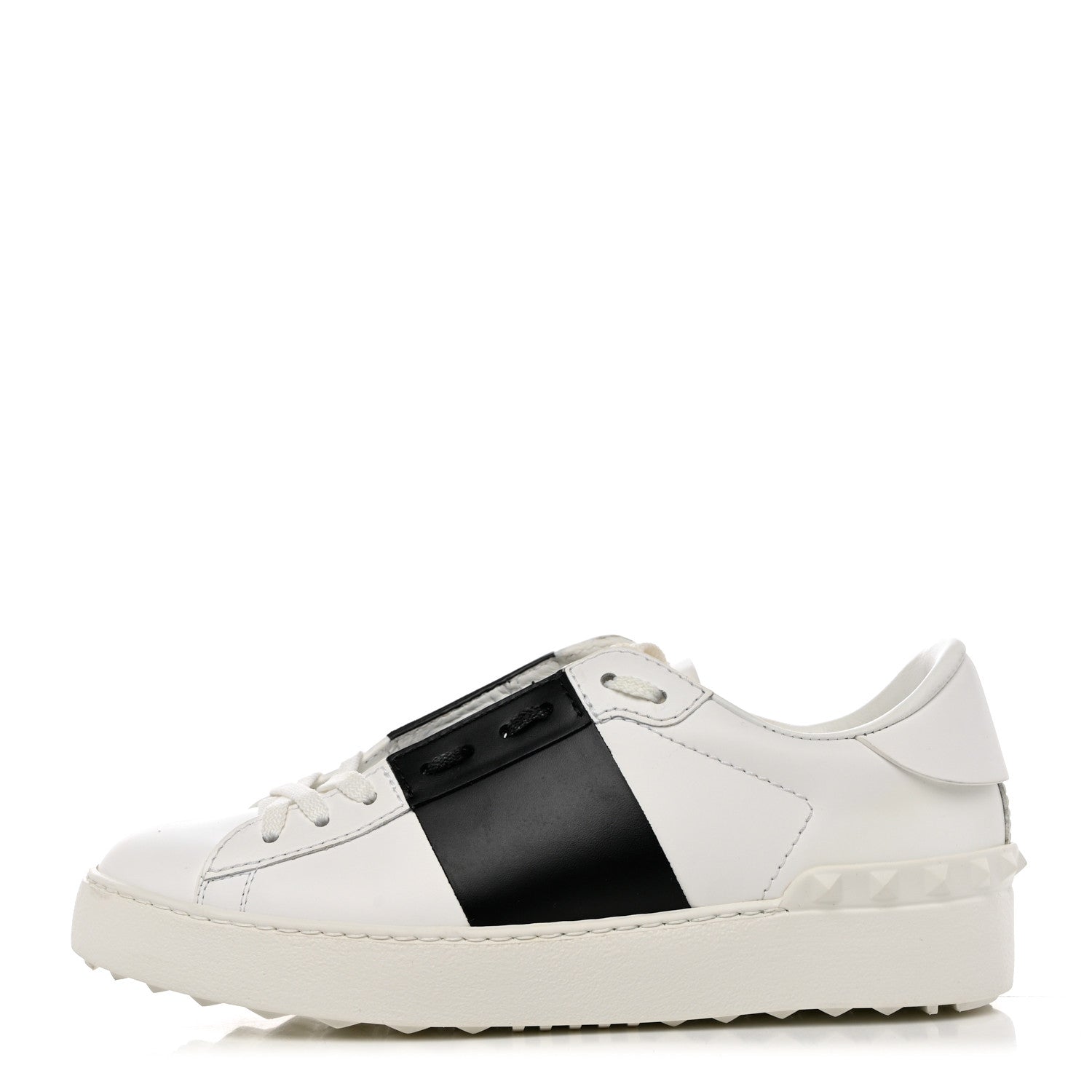 Valentino Garavani Calfskin Womens Rockstud Open Sneakers 36.5 White Black 1 of 8