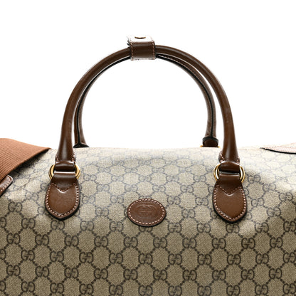 Gucci GG Supreme Monogram Azalea Calfskin Retro Interlocking G Large Duffle Bag Beige Ebony Brown Sugar 7 of 12