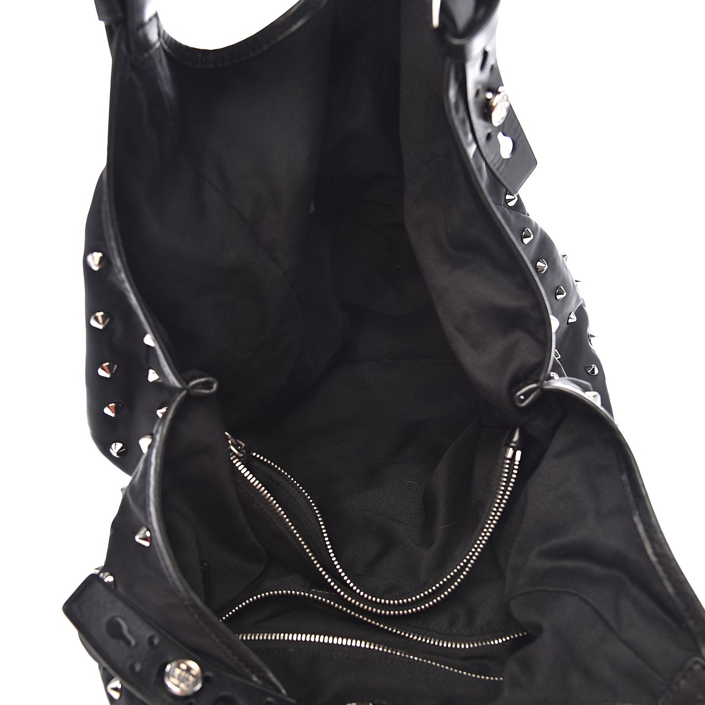 Nylon Studded Shoulder Bag Black