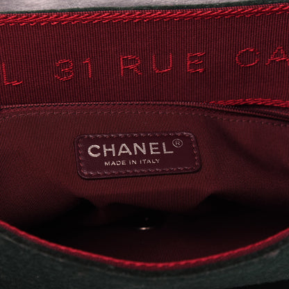 Chanel Felt Glazed Calfskin Quilted Edelweiss Flower Flap Dark Green 6 of 9