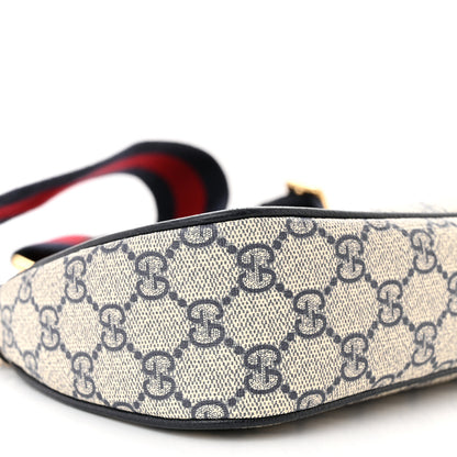 Gucci GG Supreme Monogram Textured Dollar Calfskin Web Small Ophidia GG Handbag Beige Blue 9 of 11