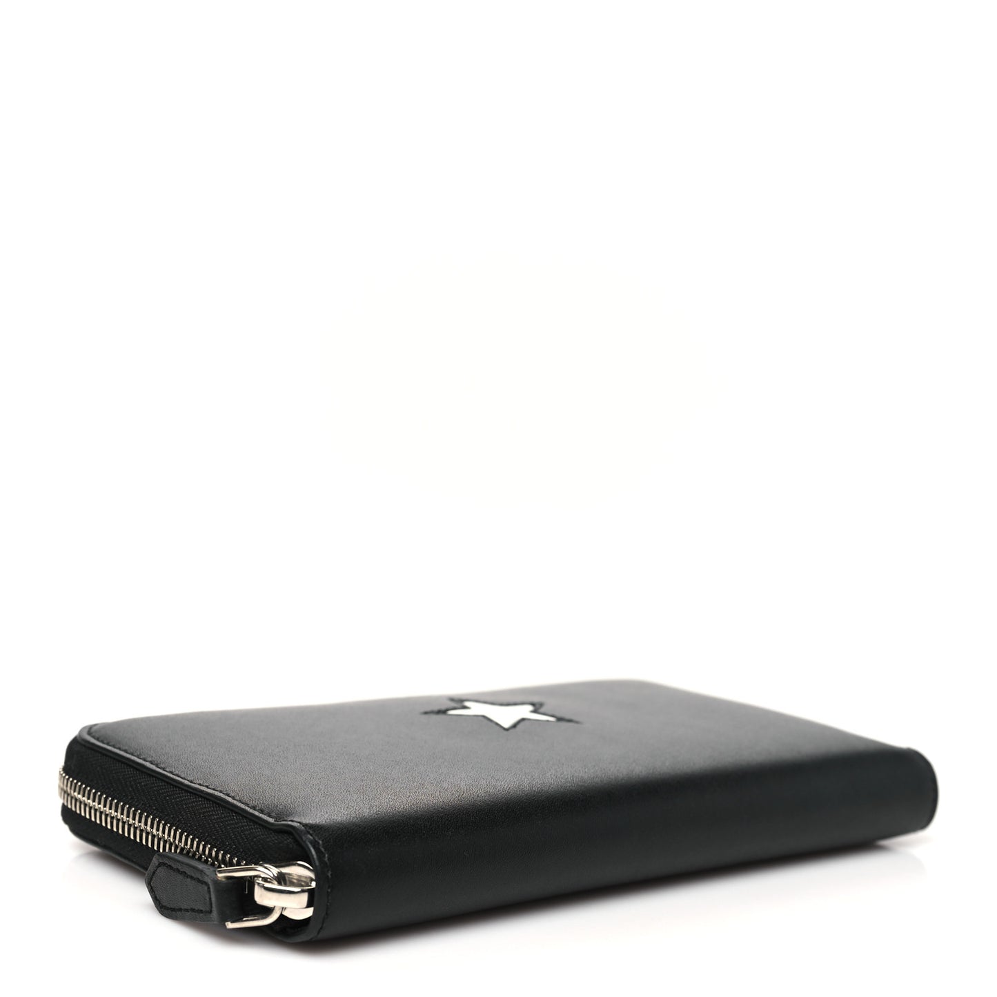Calfskin Star Pandora Zip Around Wallet Black