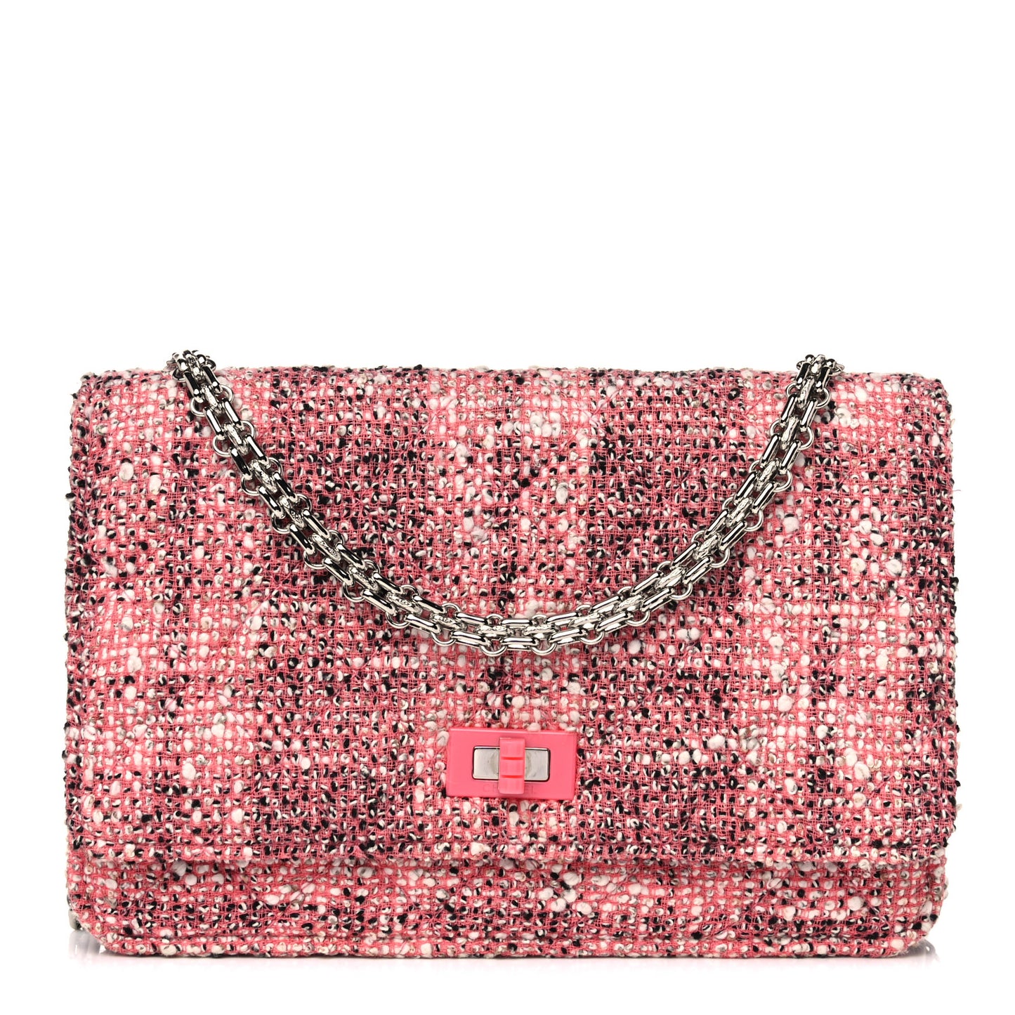 Tweed Quilted Reissue Wallet On Chain WOC Pink