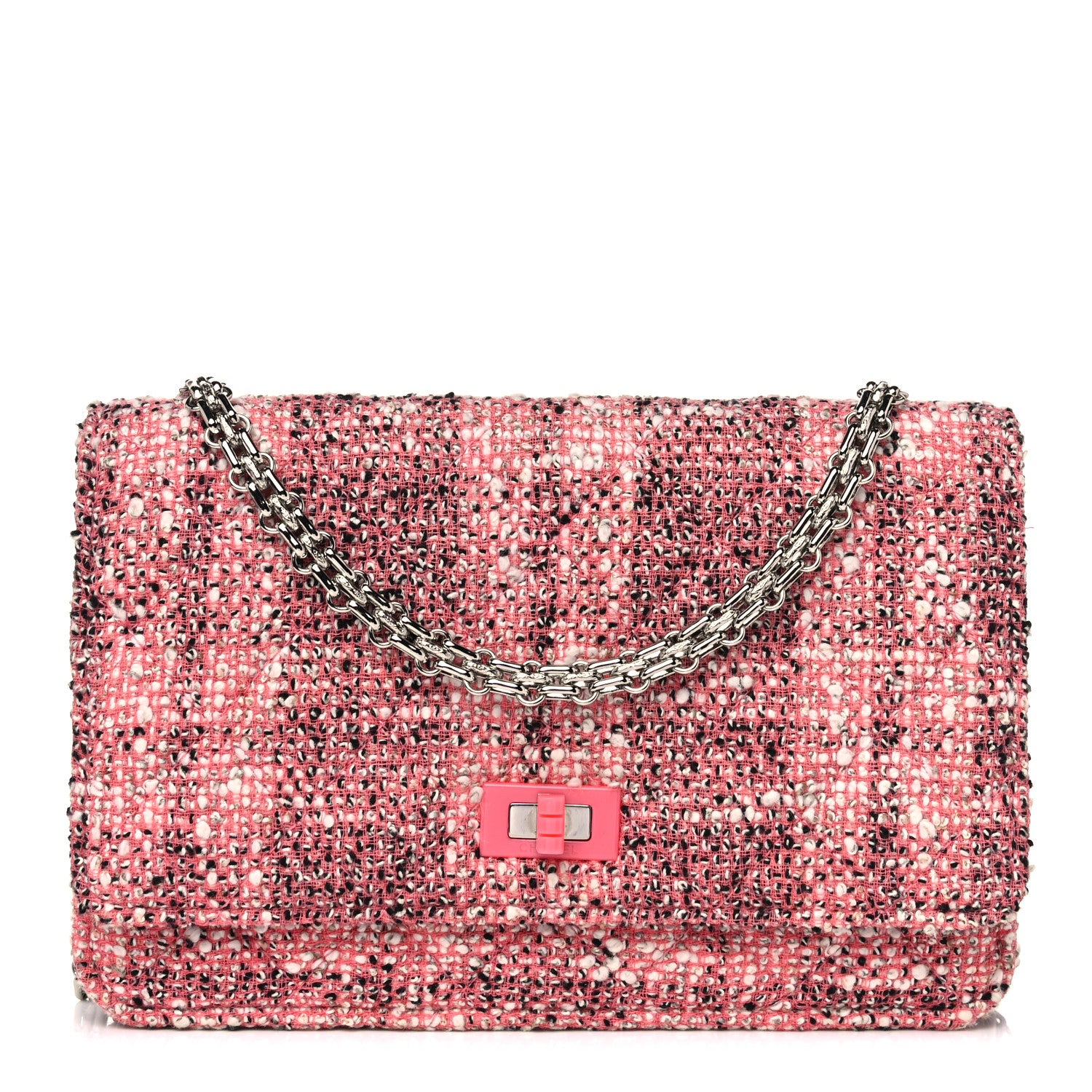 Chanel Tweed Quilted Reissue Wallet On Chain WOC Pink 1 of 12