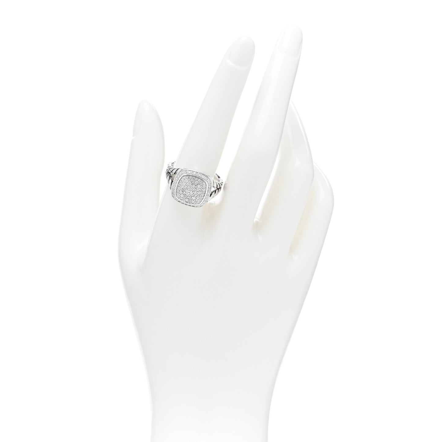 Sterling Silver Diamond 11mm Albion Pave Ring 59 8.75