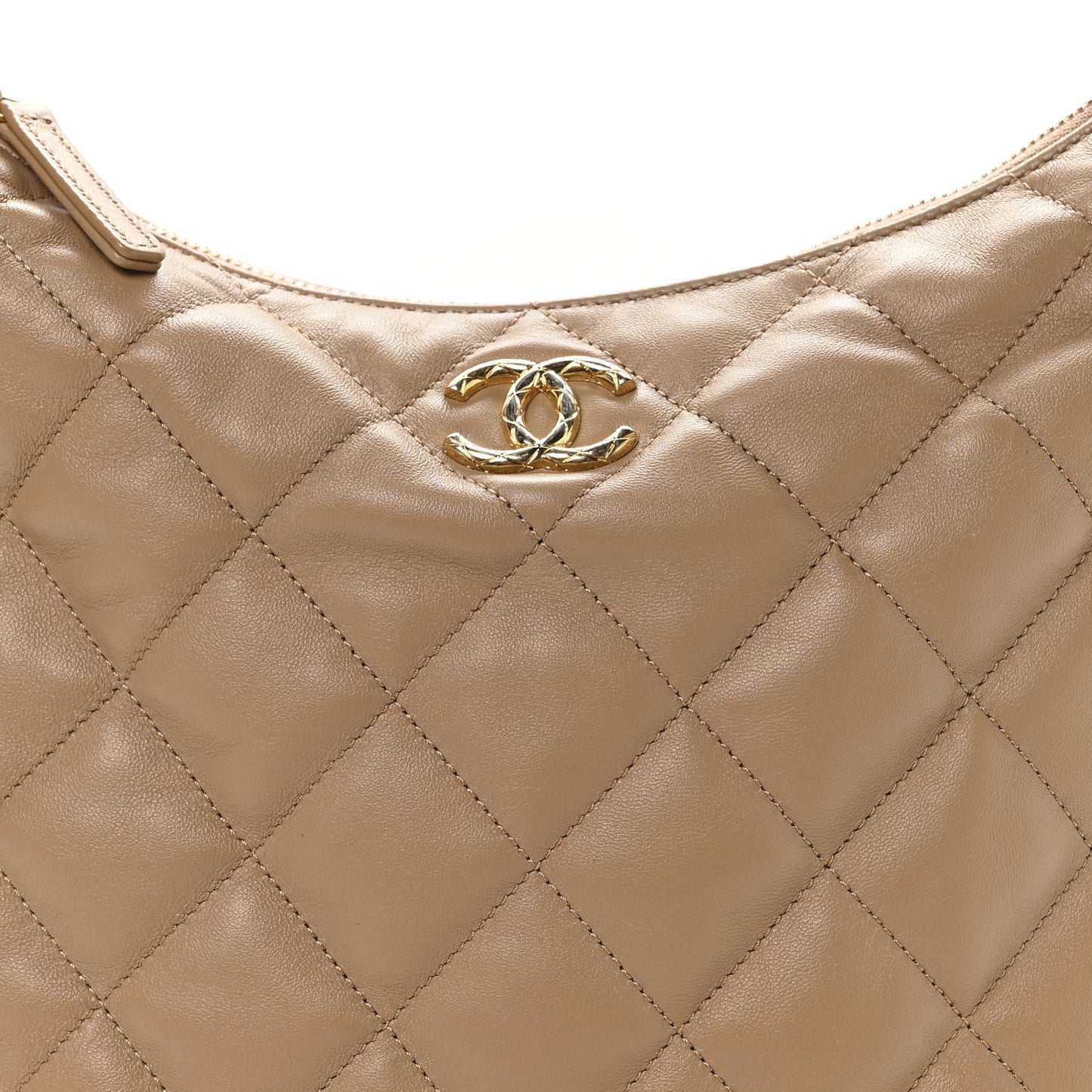 Lambskin Quilted Hobo Beige