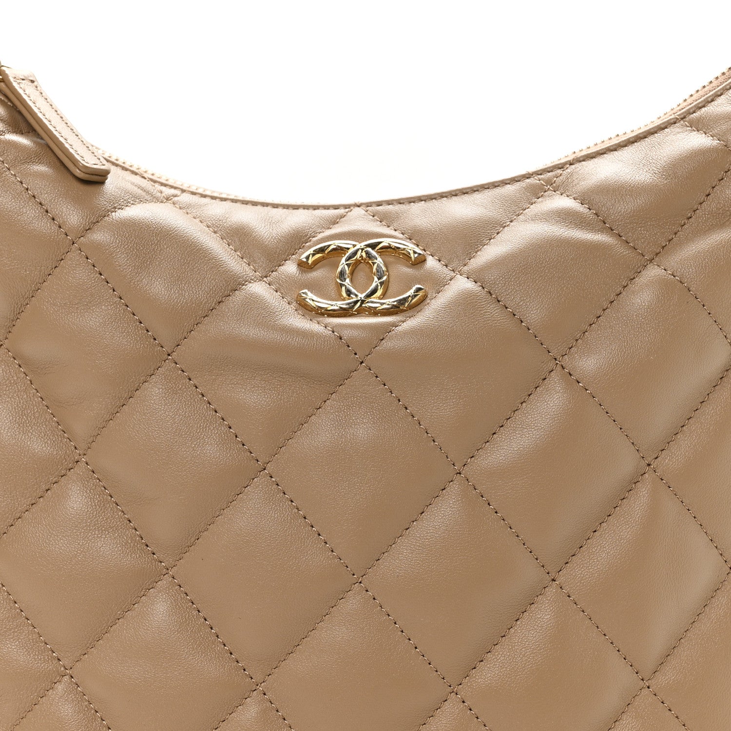 Chanel Lambskin Quilted Hobo Beige 7 of 10