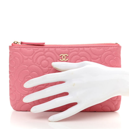 Chanel Caviar Camellia Embossed Cosmetic Pouch Pink 2 of 8