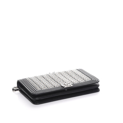 Chanel Calfskin Strass Boy Wallet On Chain WOC Black 4 of 10
