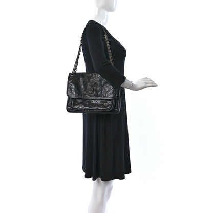 Saint Laurent Crinkled Calfskin Matelasse Monogram Medium Niki Chain Satchel Black 2 of 8