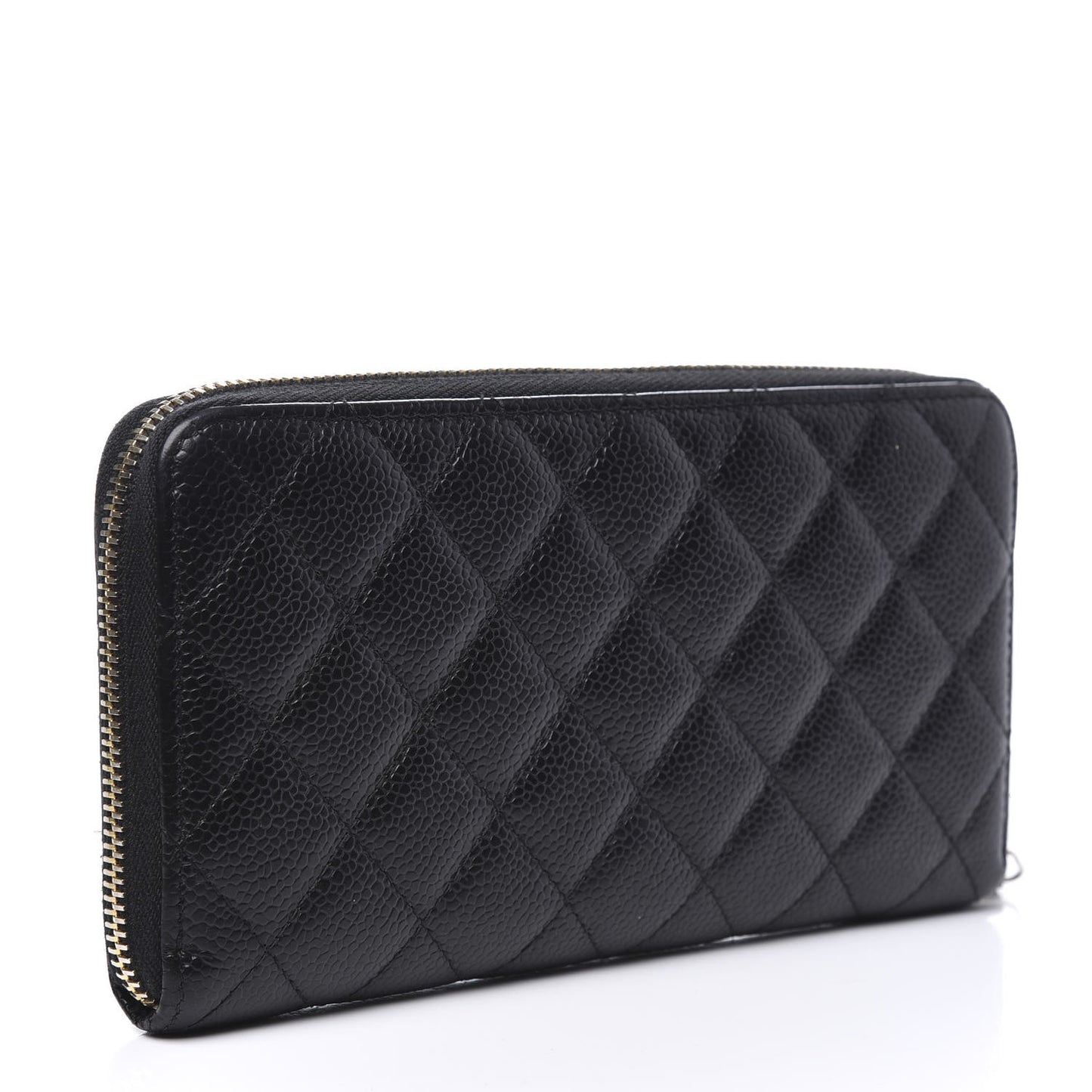 Caviar Quilted Large Gusset Zip Around Wallet Black