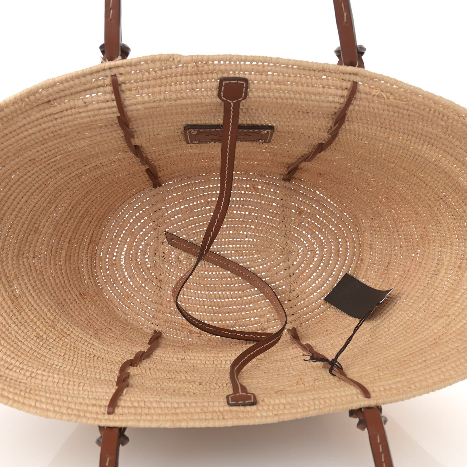 Prada Paglia Vitello Woven Braided Basket Tote Naturale Cognac 5 of 12