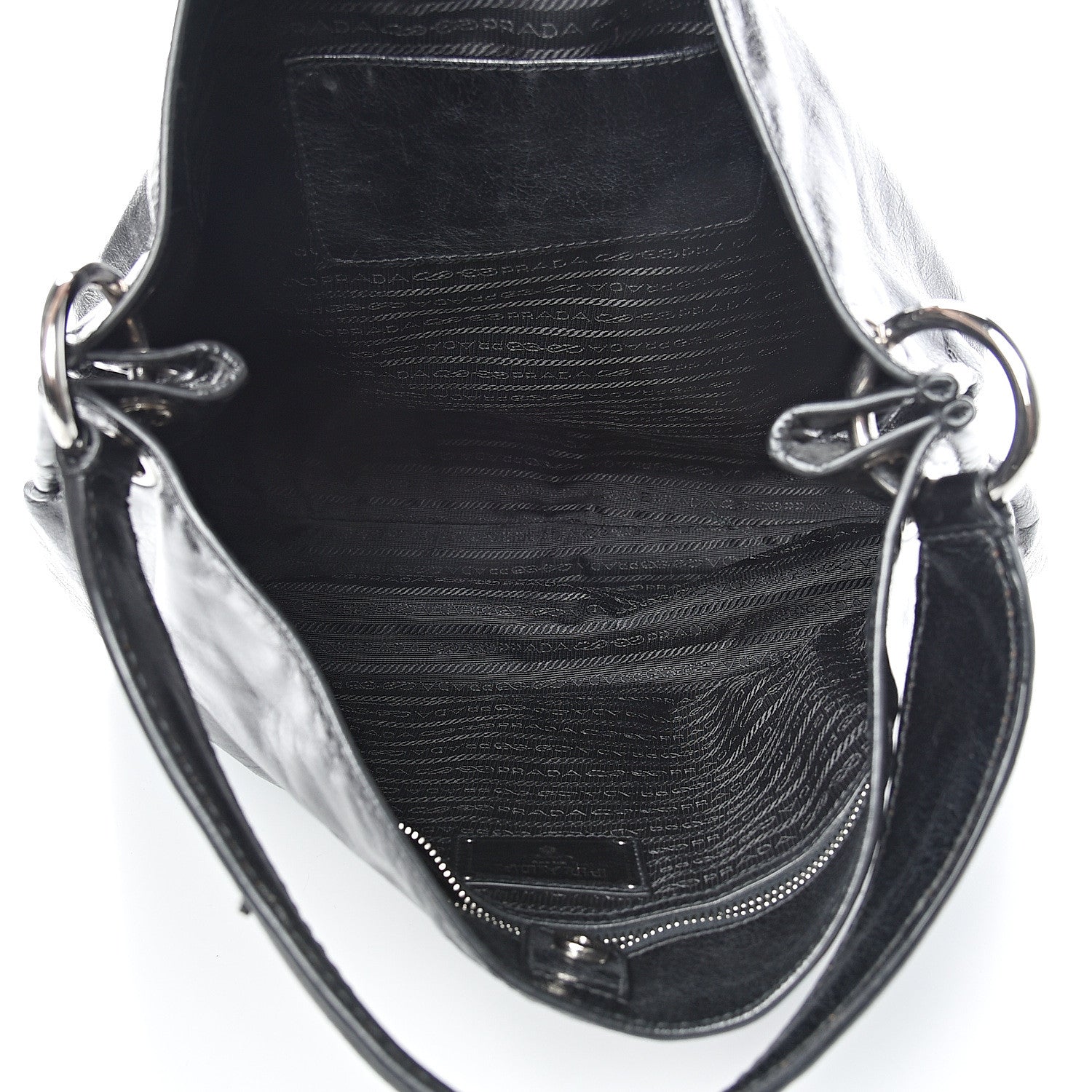 Prada Vitello Shine Hobo Black 4 of 12