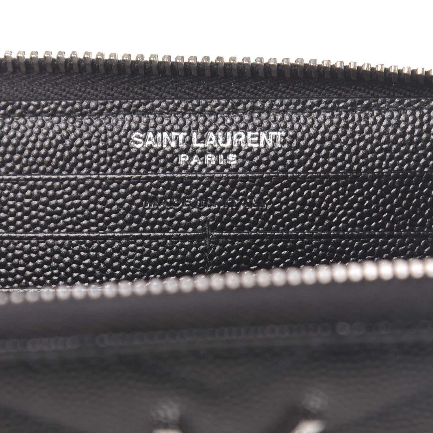 Saint Laurent Grain De Poudre Matelasse Chevron Monogram Zip Around Wallet Black 7 of 8