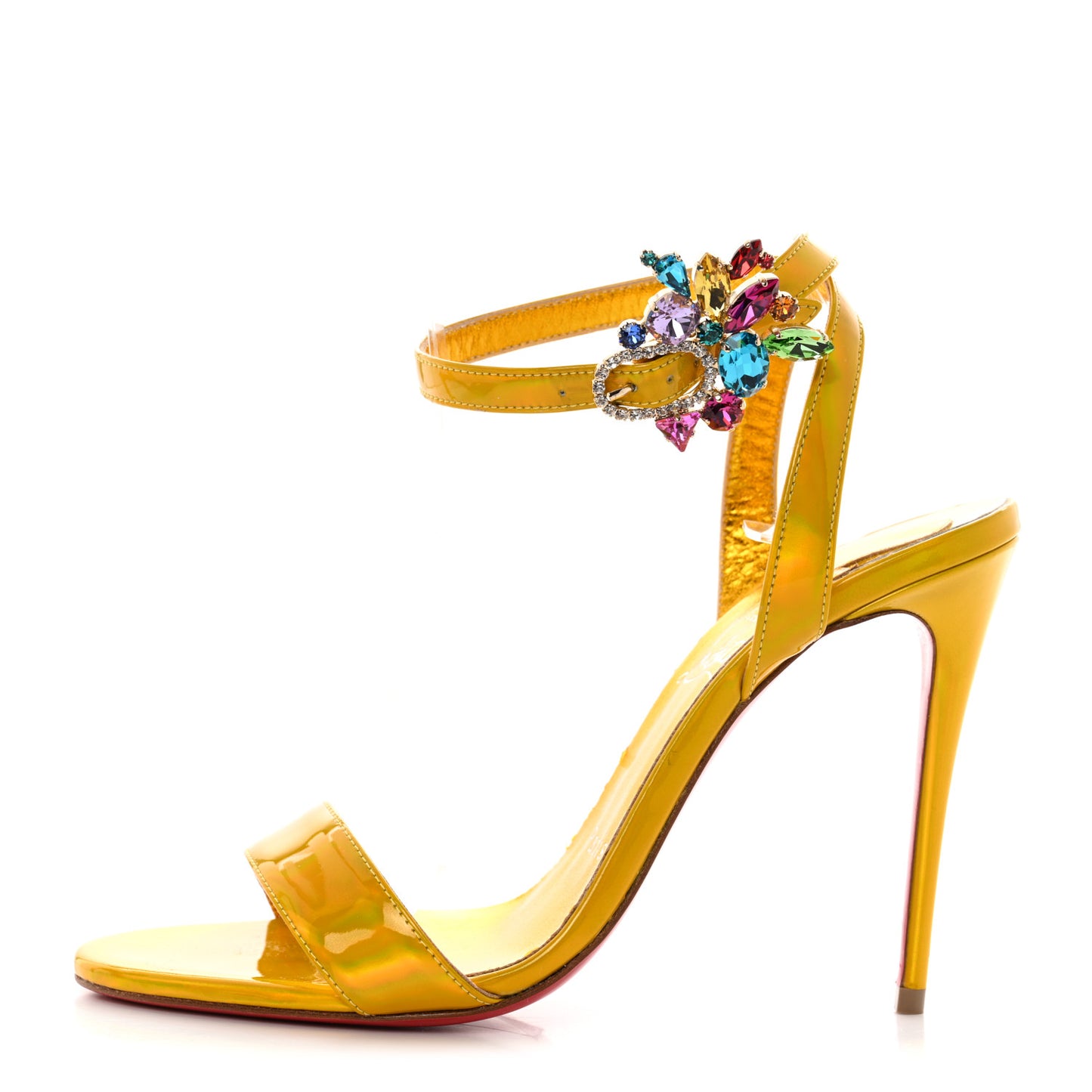 Metallic Patent Crystal Goldie Joli 100 Sandals 36 Gold