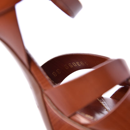 Saint Laurent Calfskin Tribute 75 Platform Sandals 38 Amber 9 of 13