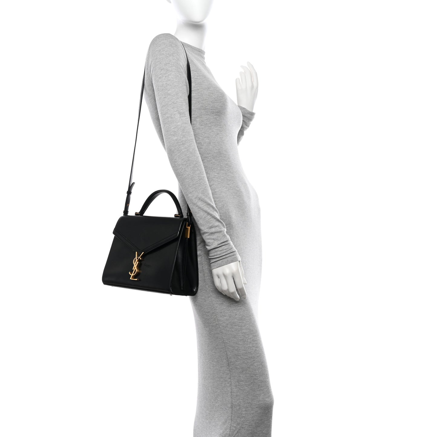 Smooth Calfskin Medium Classic Monogram Cassandra Top Handle Black Rouge Legion