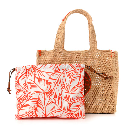 Louis Vuitton Raffia Calfskin Saint Tropez OnTheGo MM Natural Orange 3 of 12