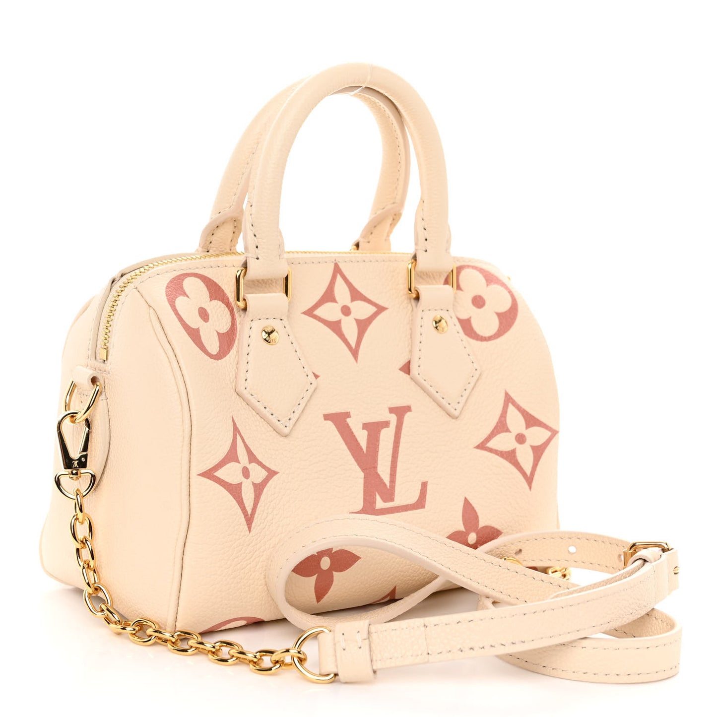 LOUIS VUITTON Empreinte Monogram Giant Speedy Bandouliere 20 Creme Rose Trianon