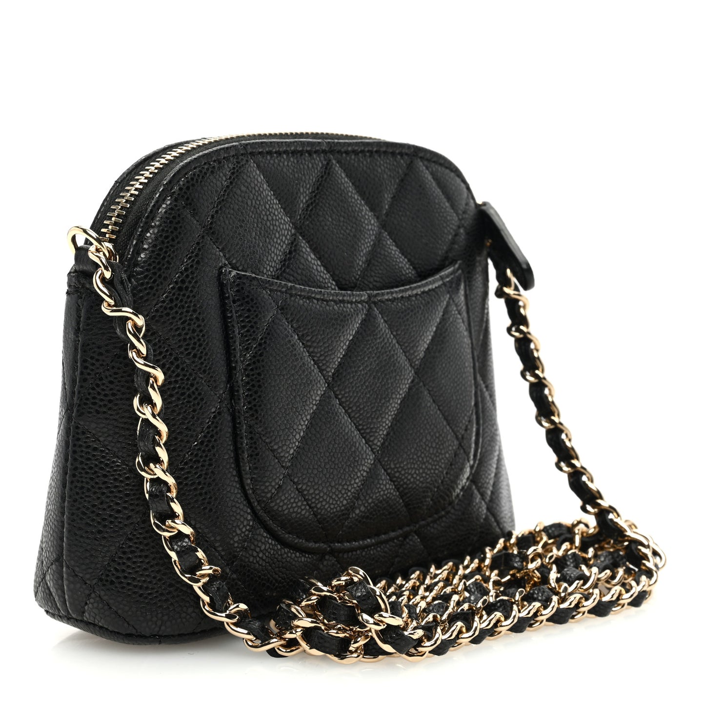 Caviar Quilted Classic Clutch With Chain Black