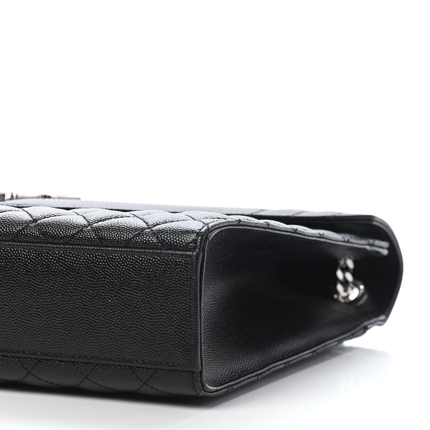 Grain De Poudre Textured Mixed Matelasse Large Triquilt Monogram Satchel Black