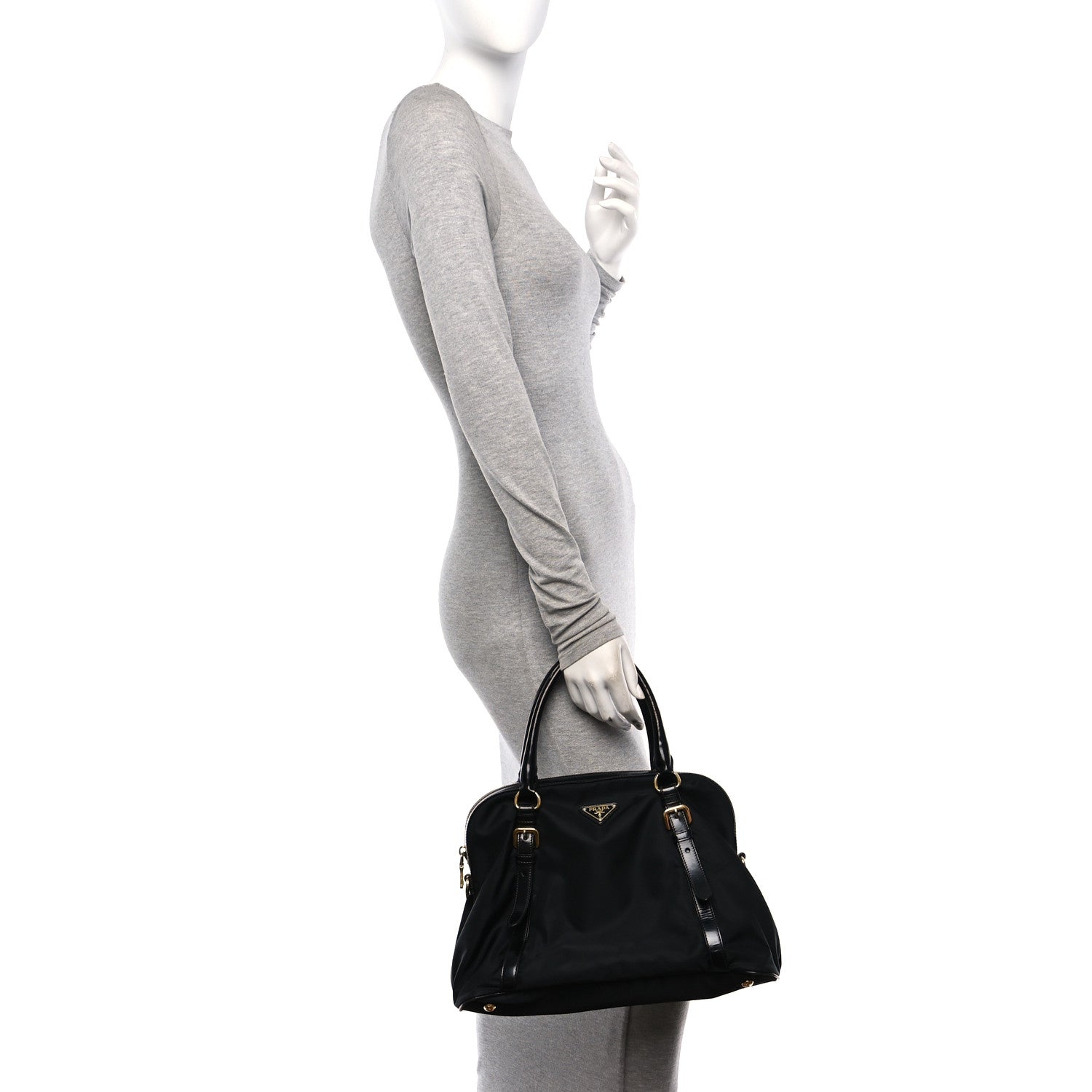 Prada Tessuto Nylon Soft Calf Tote Black 2 of 9
