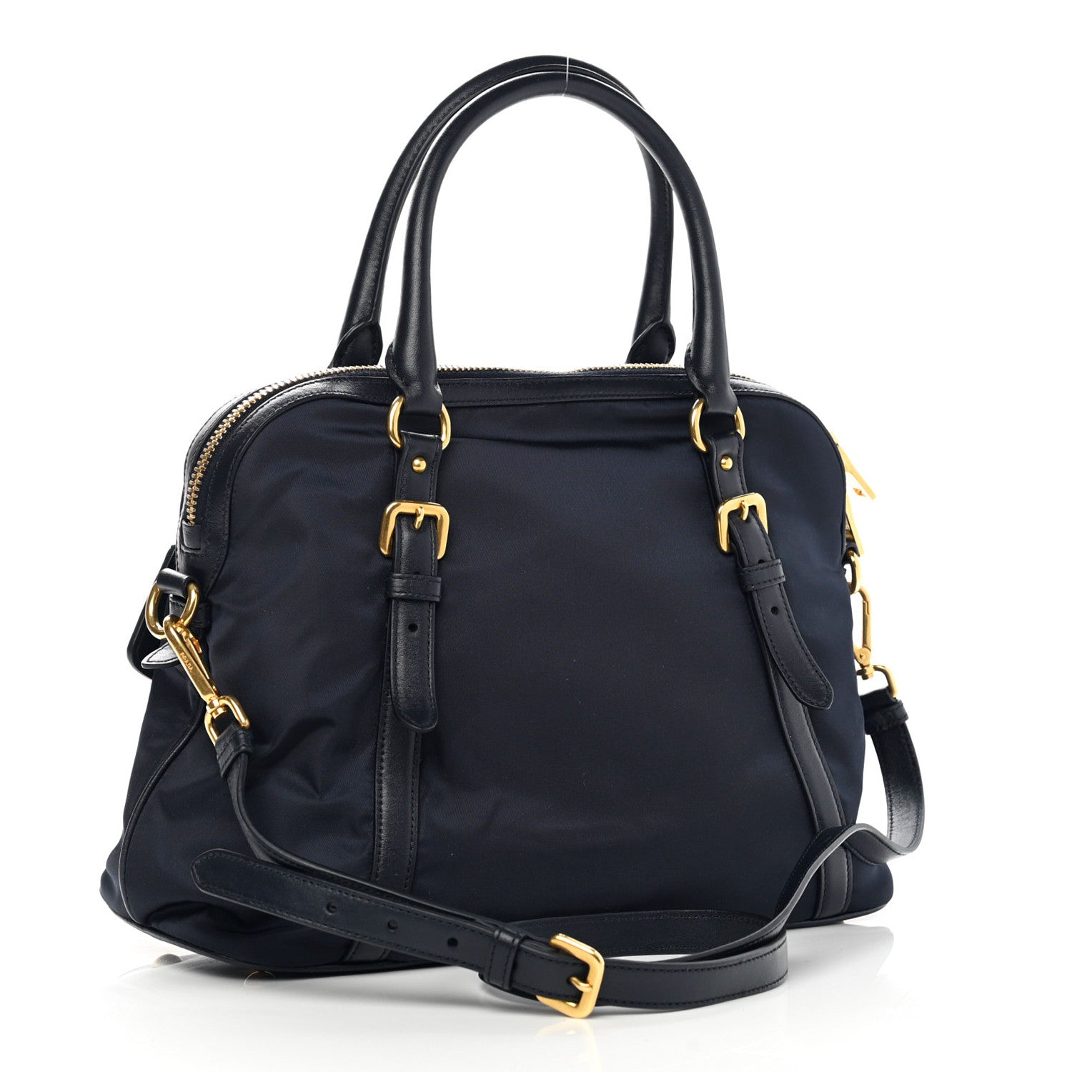 Prada Tessuto Nylon Soft Calf Tote Bleu 2 of 6