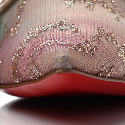 Christian Louboutin Metallic Rete Lace Chantilly 554 85 Pumps 41.5 Blush Multicolor 6 of 8