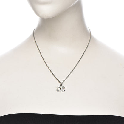 Chanel Crystal Timeless CC Necklace Silver 2 of 5