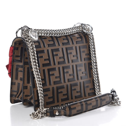 Fendi Vitello Shiny Nappa Bi-Color FF 1974 Lace Up Bow Embossed Small Kan I Shoulder Bag Maya Black Fragola 3 of 9