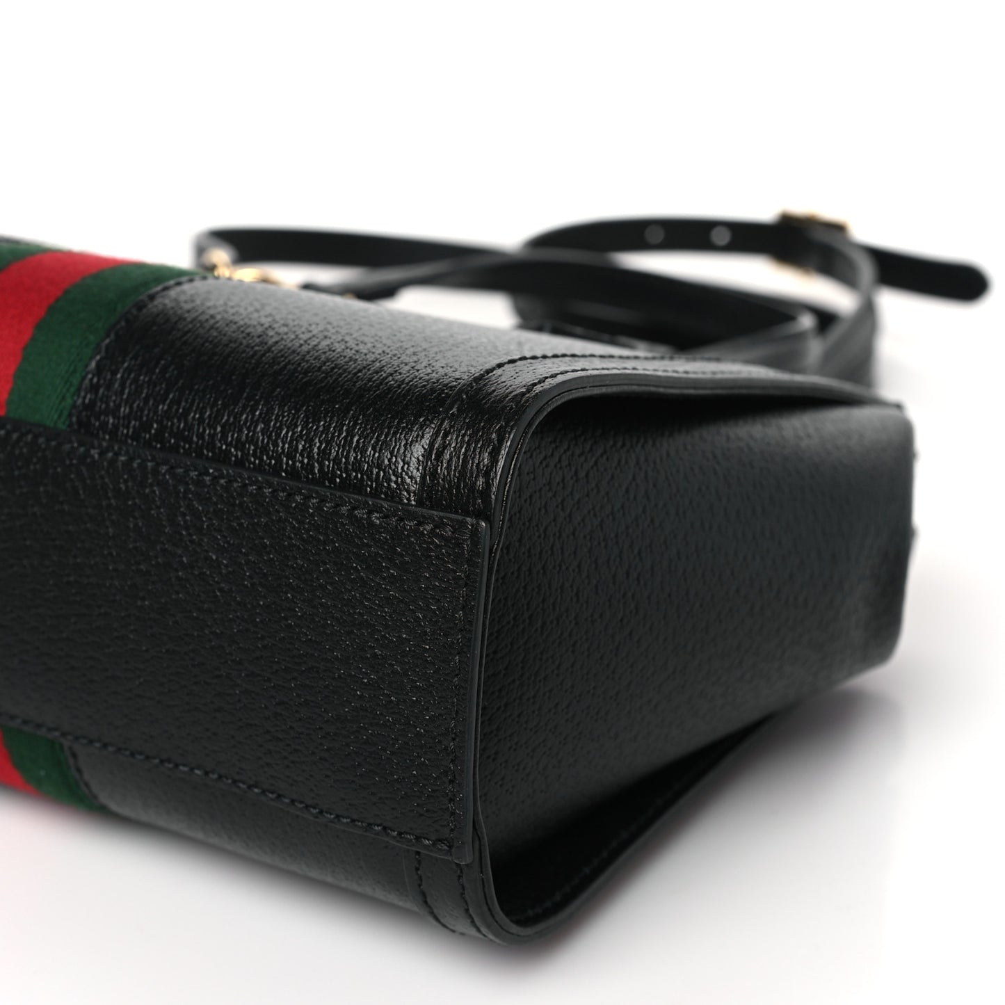 Textured Calfskin Web Small Ophidia Tote Bag Black