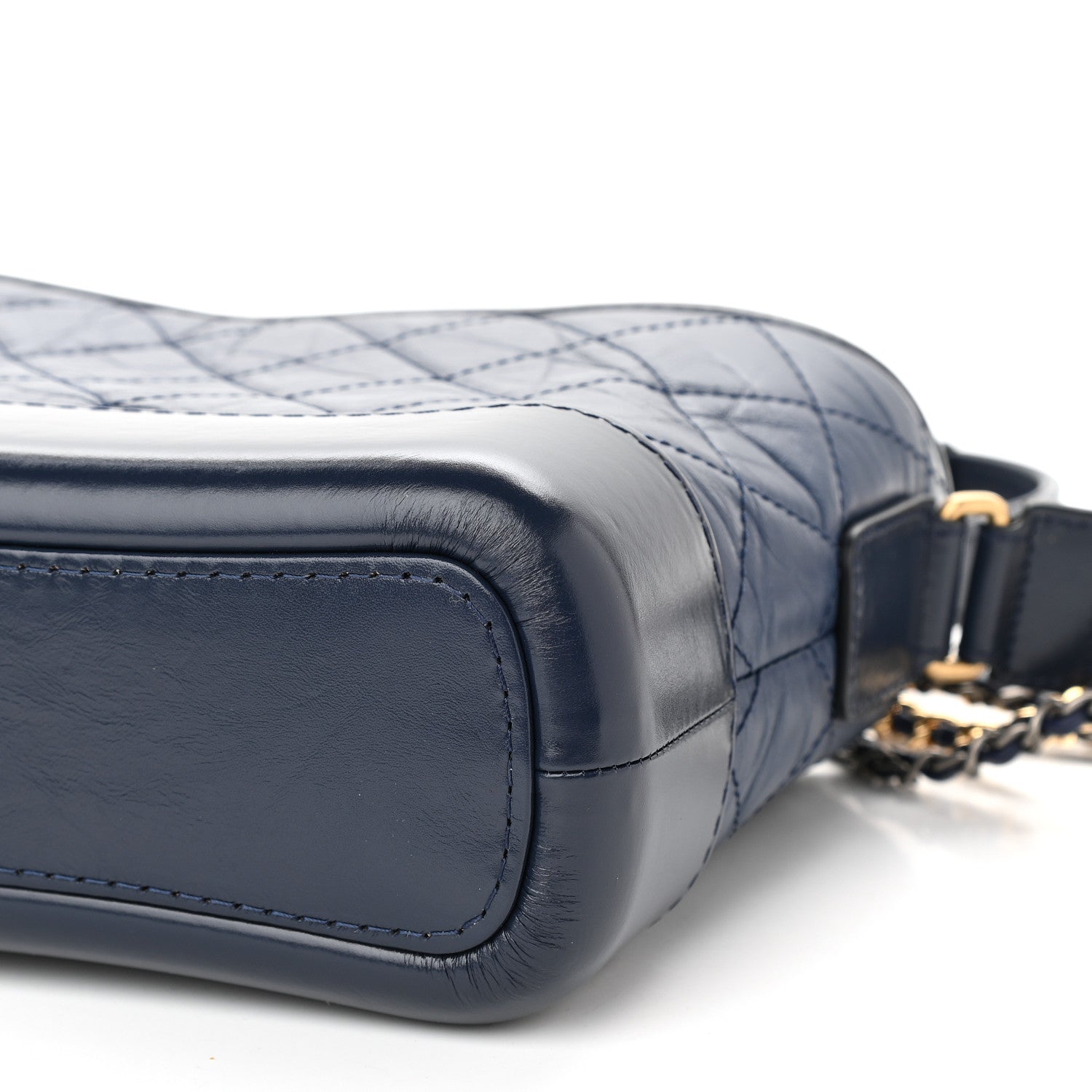 Chanel Aged Calfskin Quilted Small Gabrielle Hobo Navy Black 9 of 9