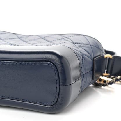 Chanel Aged Calfskin Quilted Small Gabrielle Hobo Navy Black 9 of 9